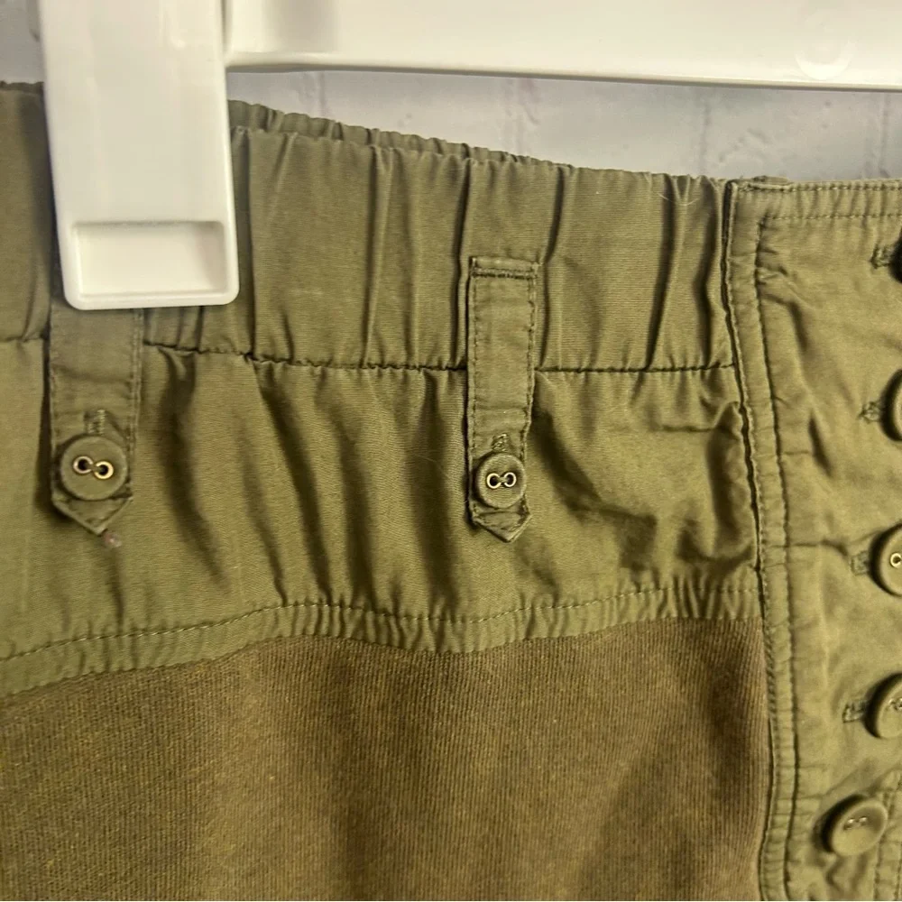 Ulla Johnson olive green designer mixed media shorts retro chic button accent